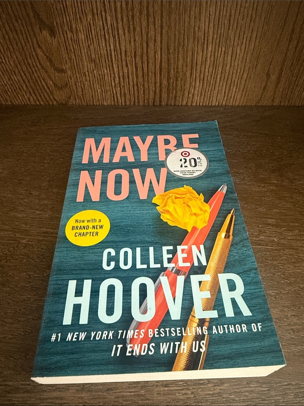 Maybe Now by Colleen Hoover - Teal Cover with Coral and Gold Accents